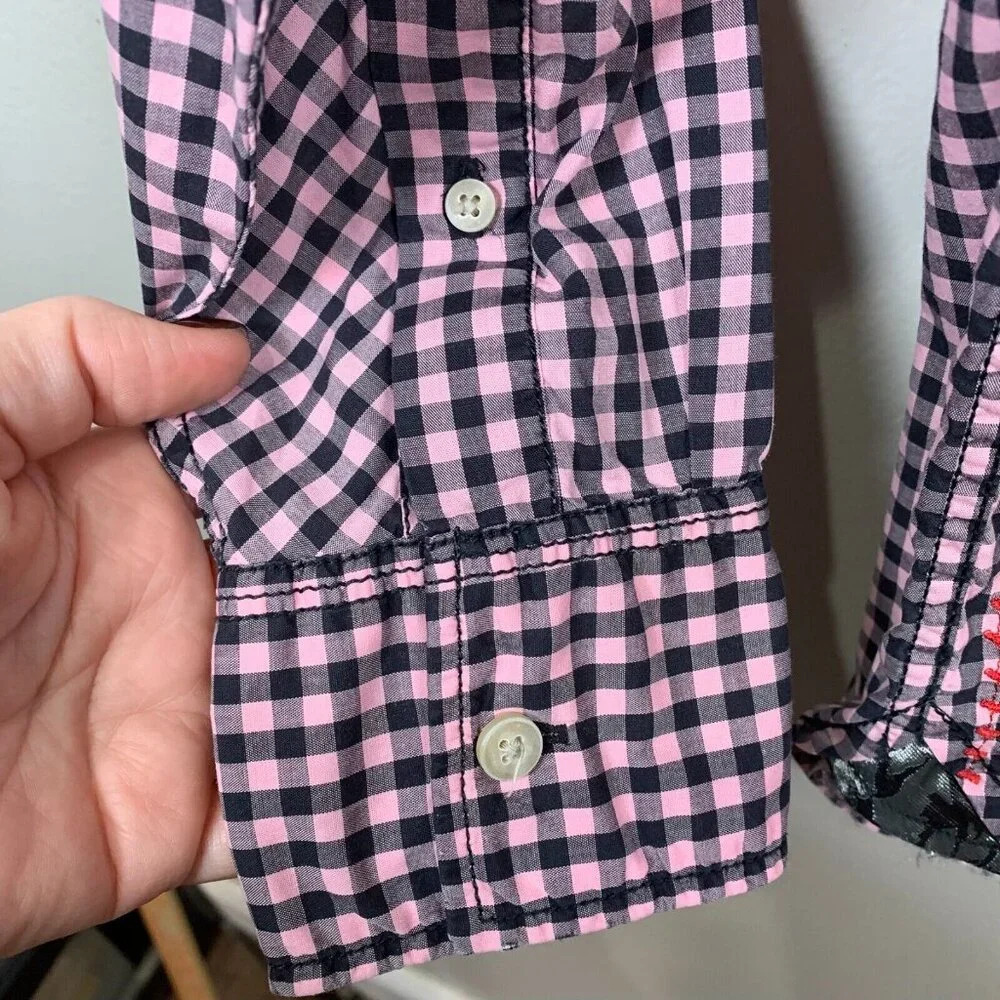 Robert Graham Button Up Shirt Size Medium Pink Black Gingham Plaid Check Preppy - Picture 4 of 12